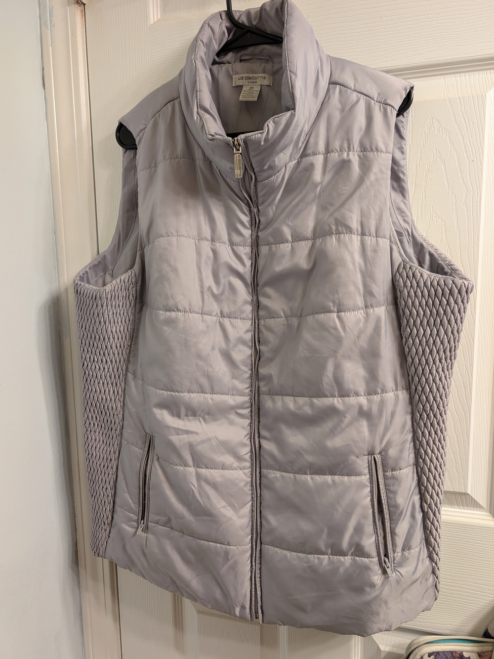 Liz Claiborne Light Gray Quilted Puffer Vest 2X